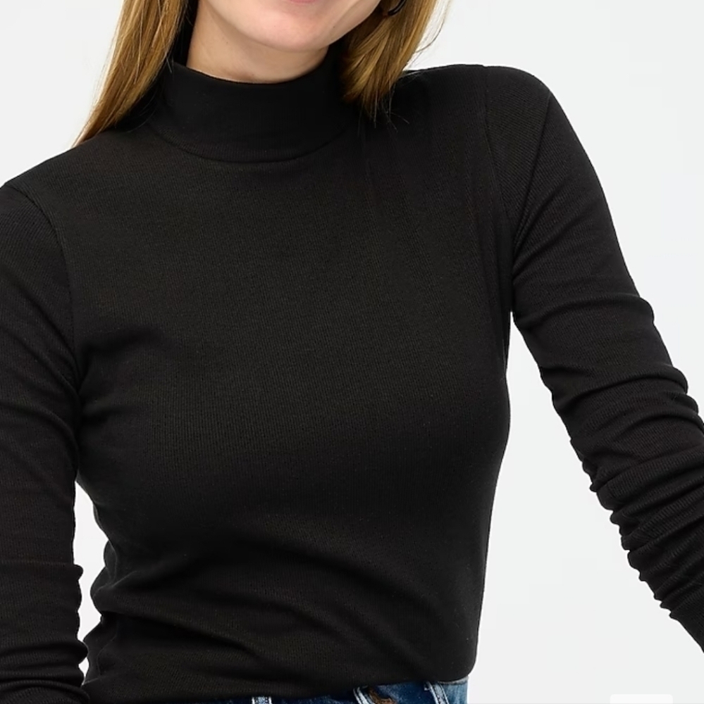 J Crew Factory Ribbed-knit mockneck top in Black size XXS NWT BU469 - Picture 3 of 9